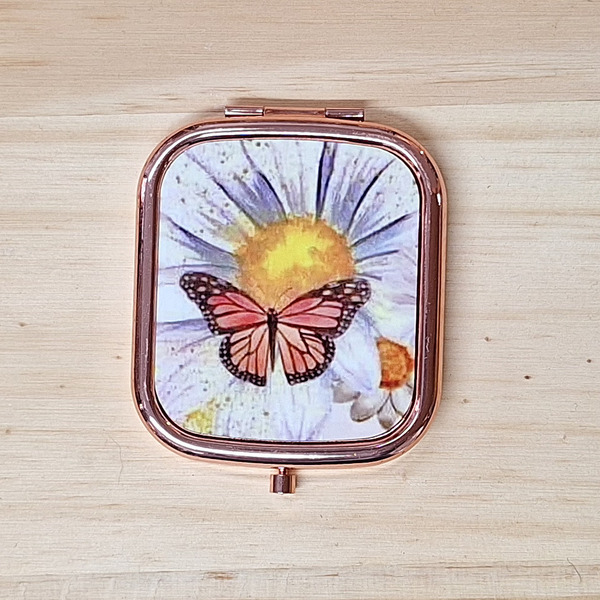 Océliane création miroir de poche papillon