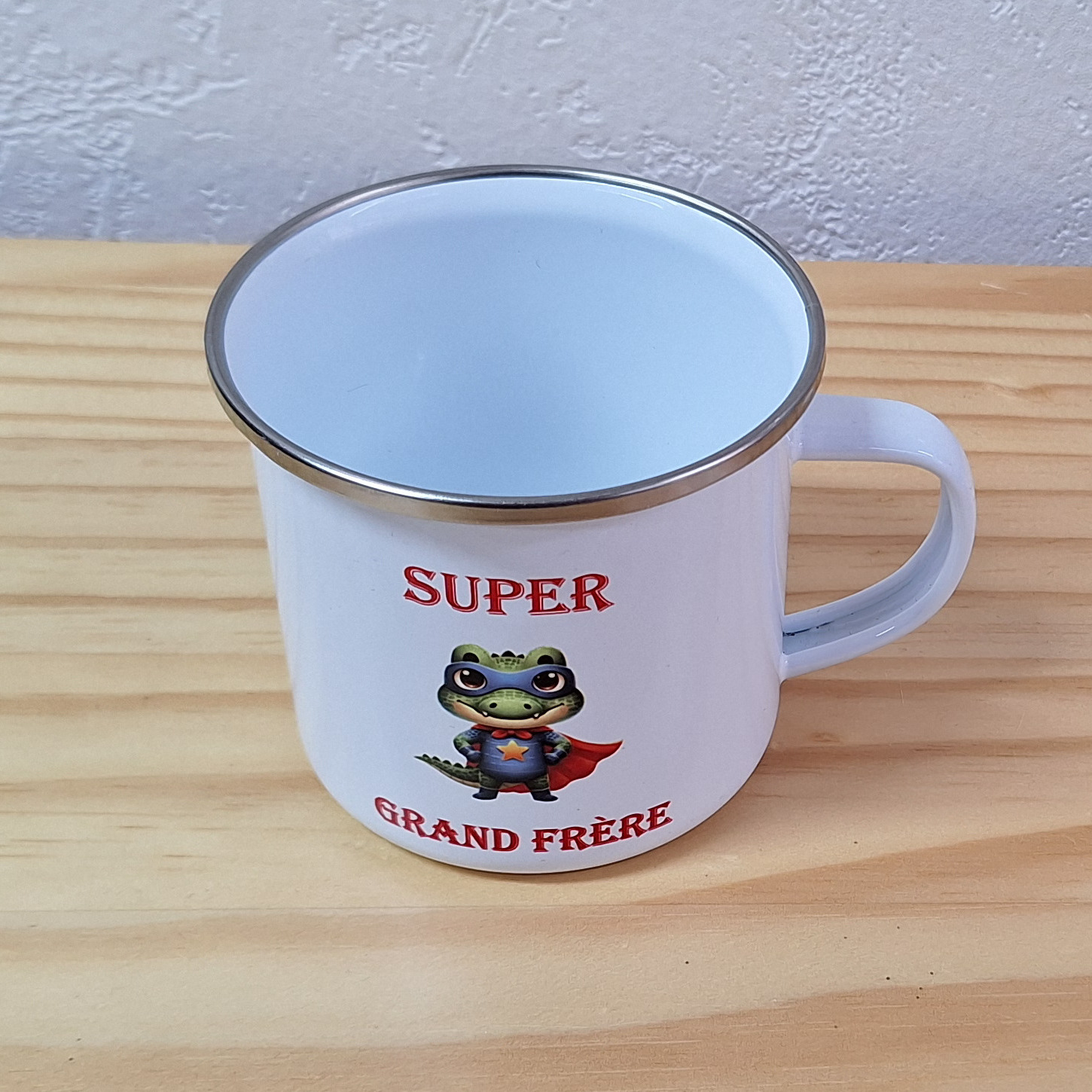 Océliane création tasse acier inoxydable super grand frère dessus